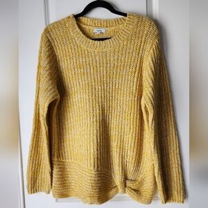 Kensie Yellow Metallic Knit Cozy Sweater Size XL